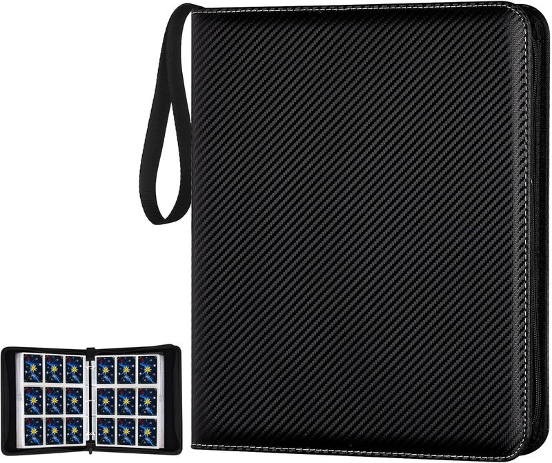 GERMUN Trading Card Binder, 900 Pockets Card Binder, 9-Poccket Sided Pocket Sports Card Binder, Premium Card Binders Compatible with MTG, TCG, Baseball Cards(Carbon Black) - Image 1